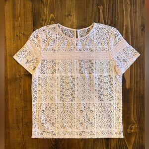 Flirty Trendy Pink Sheer Floral Shirt - Size XS